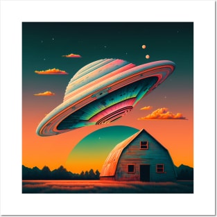 Retro alien invasion Posters and Art